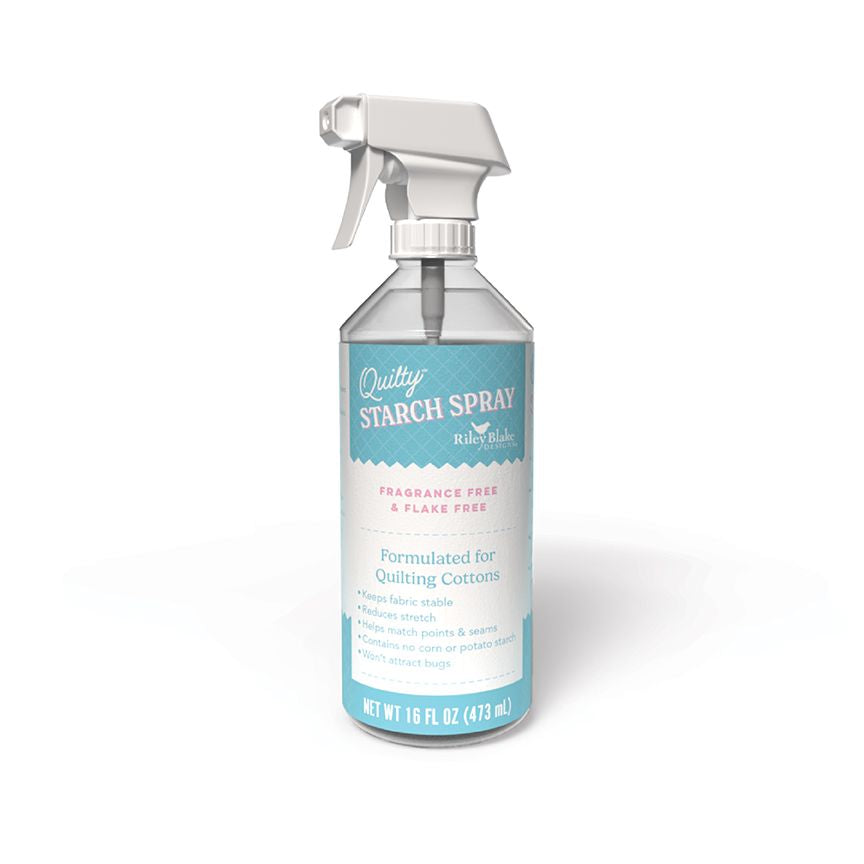 Quilty Starch Spray bottle with blue label on a white background