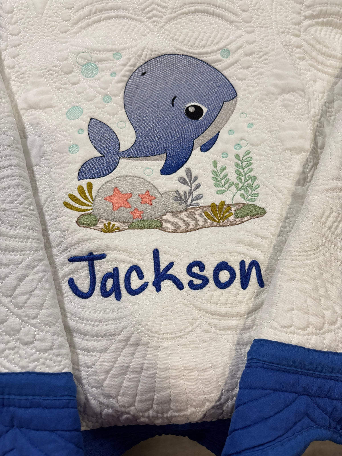 Embroidered baby quilts from Green Acres Timber and Threads