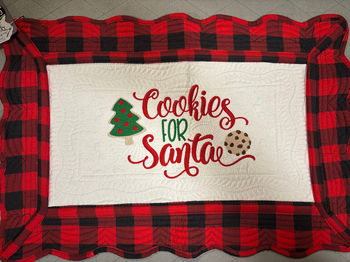 Embroidered holiday items from Green Acres Timber and Threads