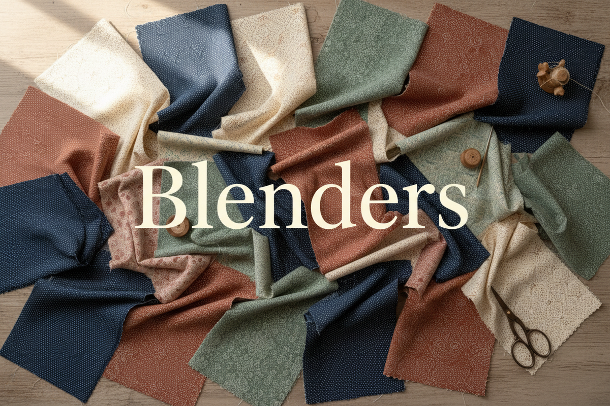 Assorted blender fabrics in soft tones perfect for quilt backgrounds and sashing