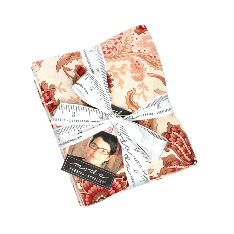 Top view of Le Jardin Rouge by French General for Moda Fabrics.  Reds, pinks and creams.