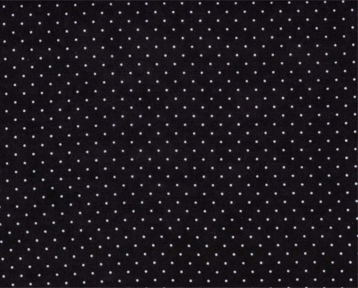 Black fabric with small white polka dots