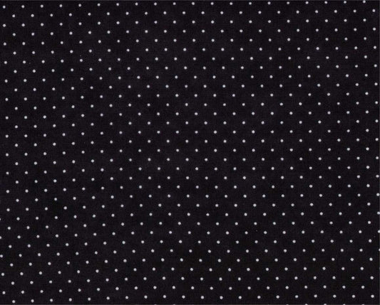 Black fabric with small white polka dots