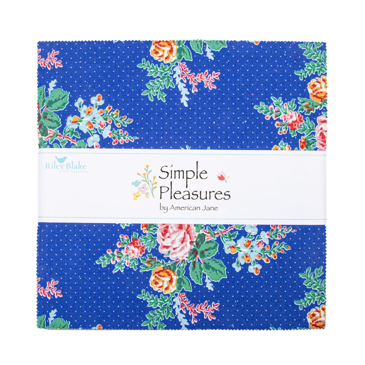Floral fabric pack with 'Simple Pleasures by American Jane' label on a blue background