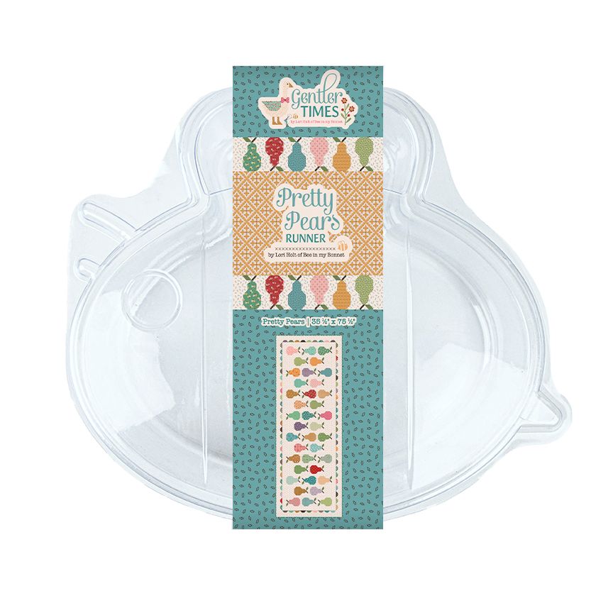 Clear plastic product with a colorful packaging label on a white background