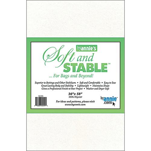 White fabric with 'byannie's Soft and Stable' label on a white background