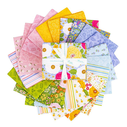 Collection of colorful fabric squares with various patterns on a white background