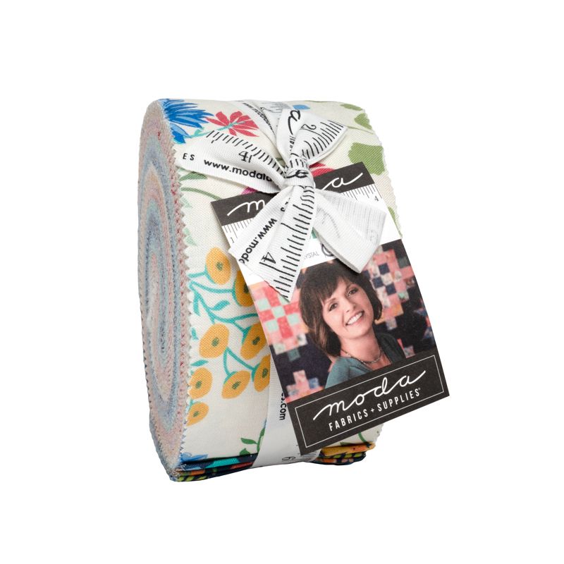 Fabric roll with Moda Fabrics label on a white background