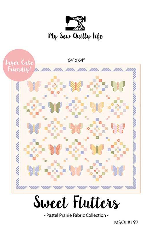 Quilt pattern with butterfly design and 'My Sew Quilty Life' branding