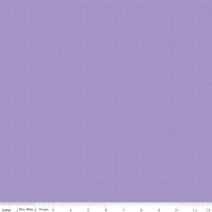 Lilac tone on tone tiny square pattern, measured by a ruler at the bottom.