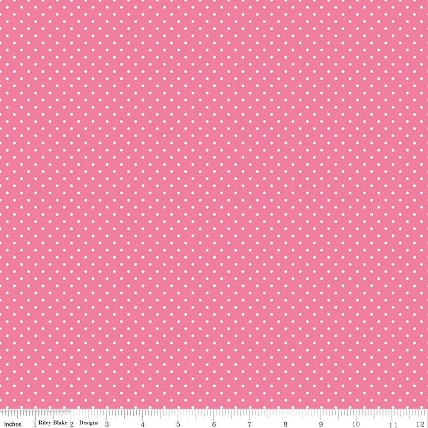 Swiss Dot On Hot Pink Yardage
