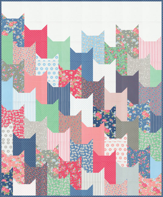 Purrville quilt made with A Cat Named Stitch fat quarter bundle by Camille Roskelley for Moda Fabrics