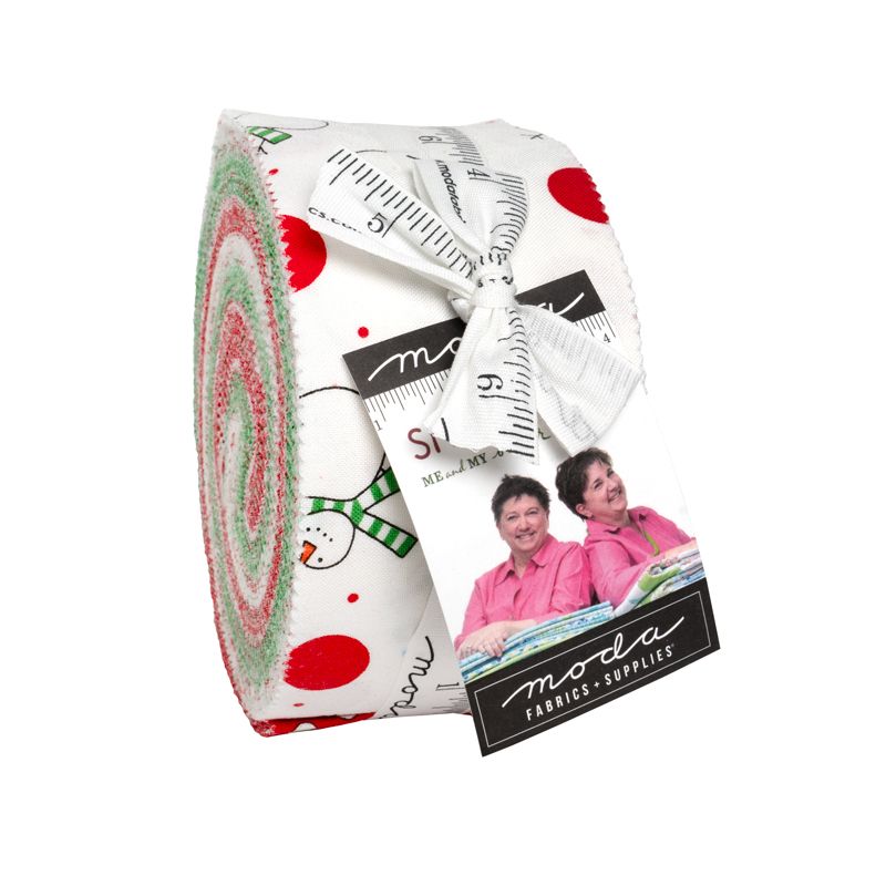 Rolled-up fabric with a label featuring two women and the brand 'Moda'.