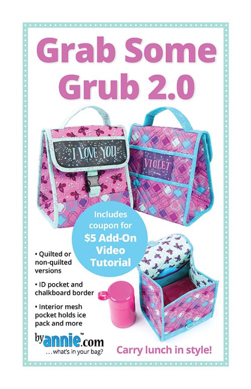 Front photo of pattern for the 'Grab Some Grub 2.0' lunch bag set by annie.