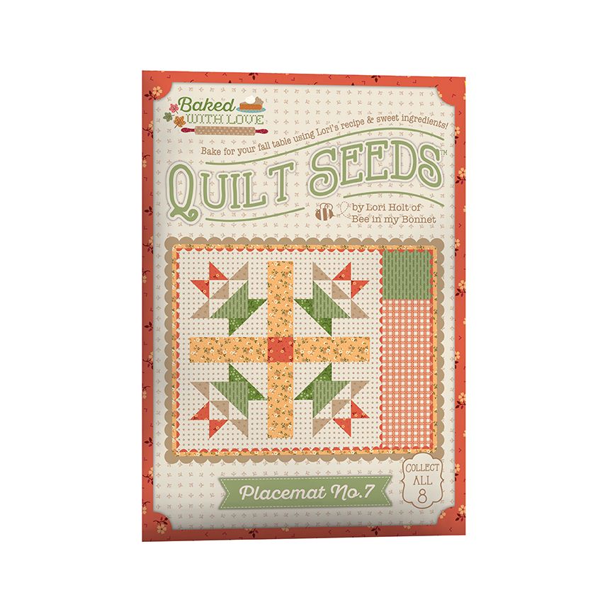 Quilt Seeds placemat or quilt block pattern with quilt design and branding on a white background