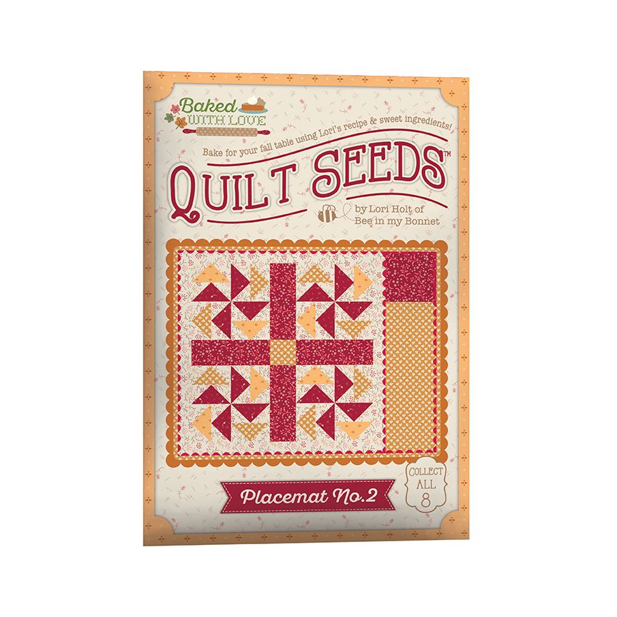 Quilt Seeds placemat or quilt block pattern with quilt design and branding on a white background
