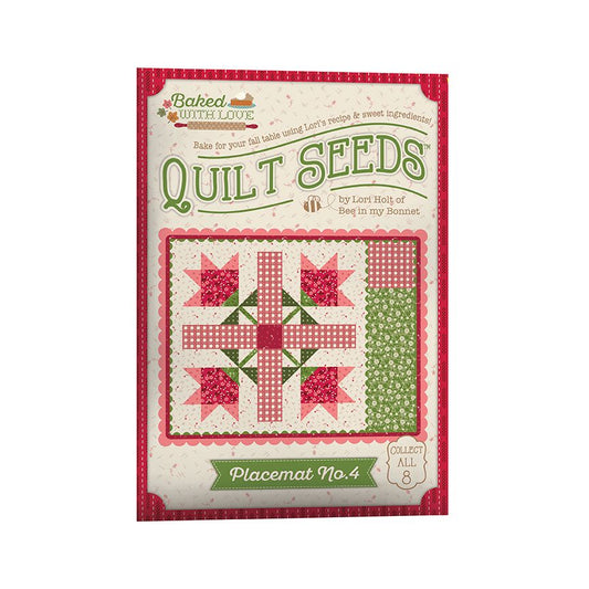 Quilt Seeds placemat or quilt block pattern with quilt design and branding on a white background