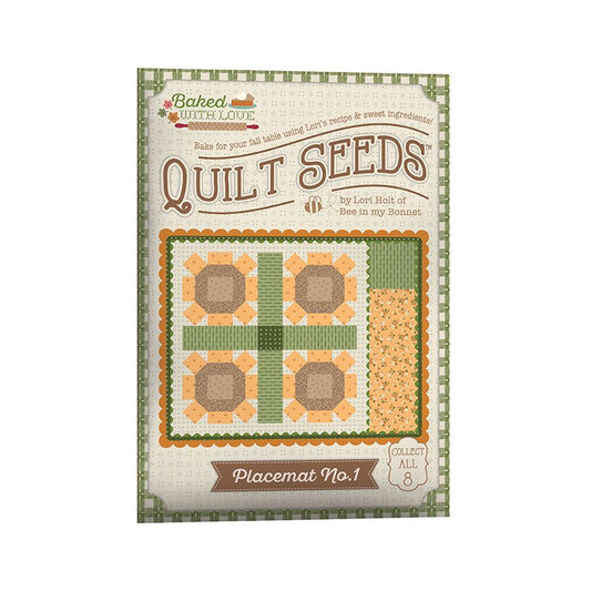 Quilt Seeds placemat or quilt block pattern with quilt design and branding on a white background
