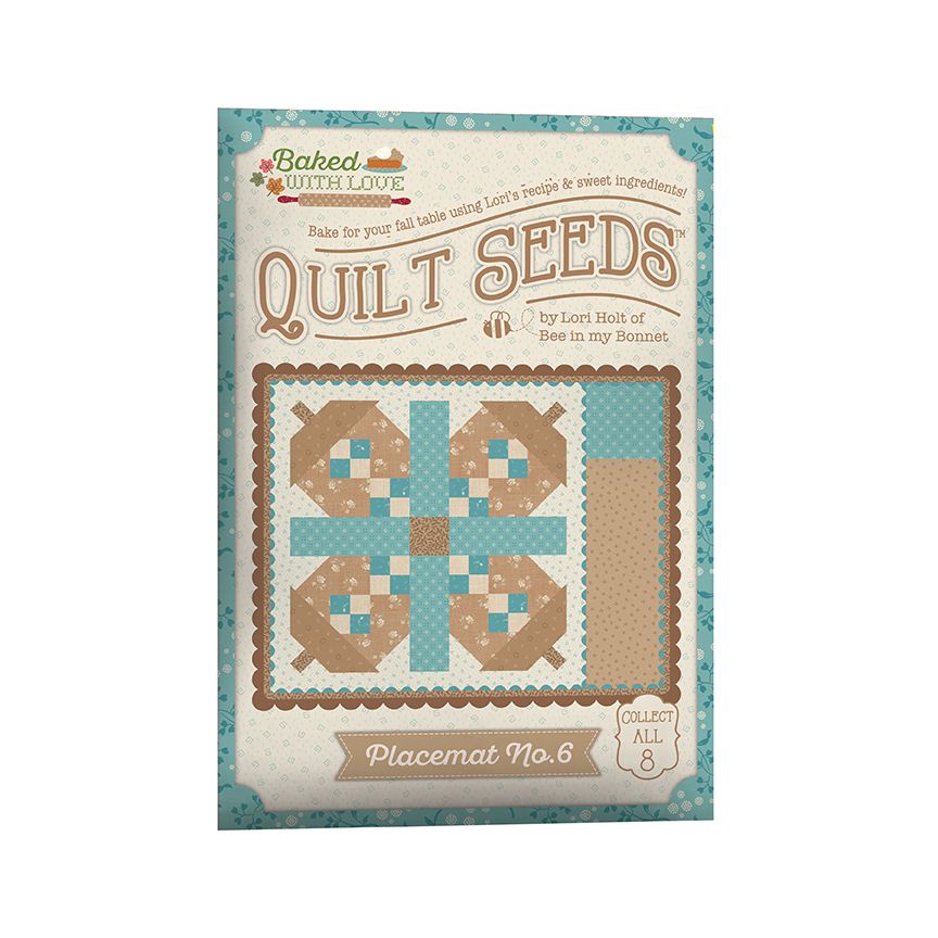 Quilt Seeds placemat or quilt block pattern with quilt design and branding on a white background