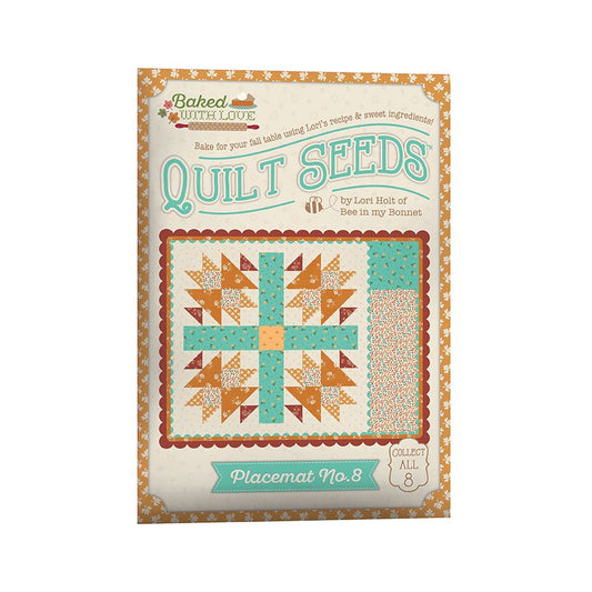 Quilt Seeds placemat or quilt block pattern with quilt design and branding on a white background
