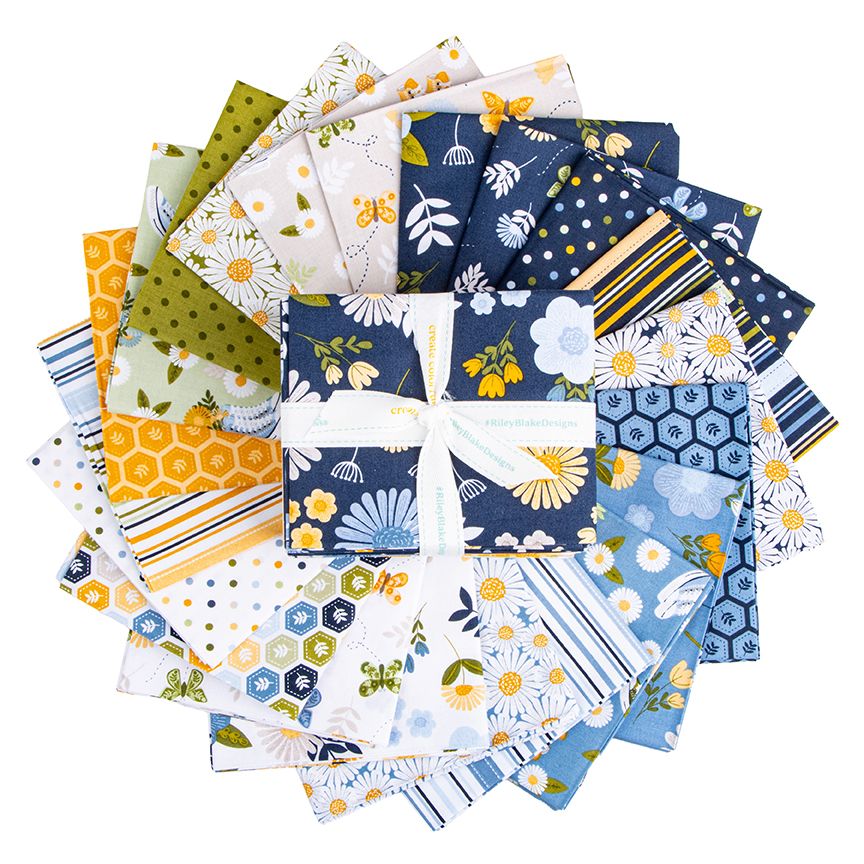 Collection of colorful fabric squares with various patterns on a white background
