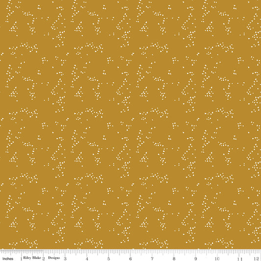 Orange fabric with scattered hearts.