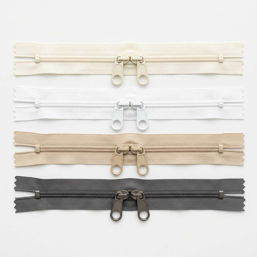 Double Slide Zippers - Neutrals with Beige